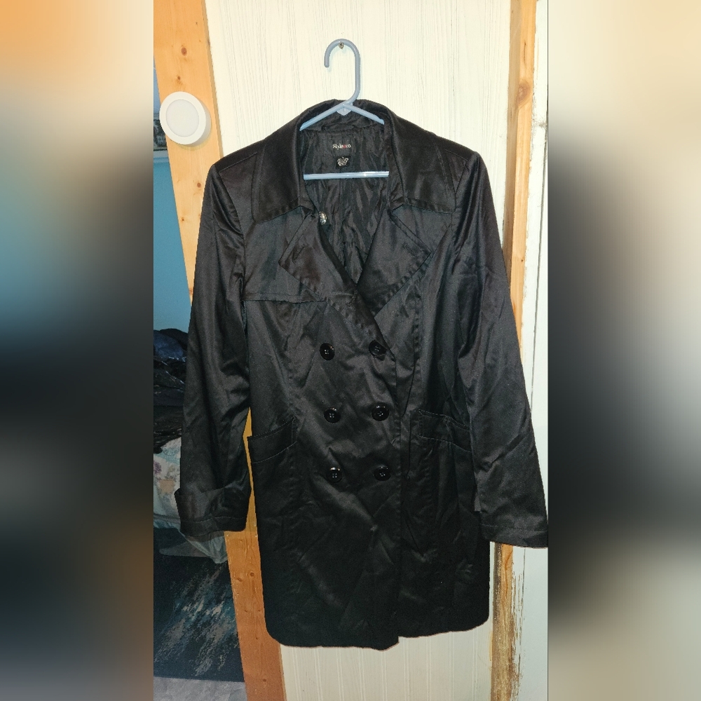 Chic Black Style&co. Women's Trench Coat Size Large